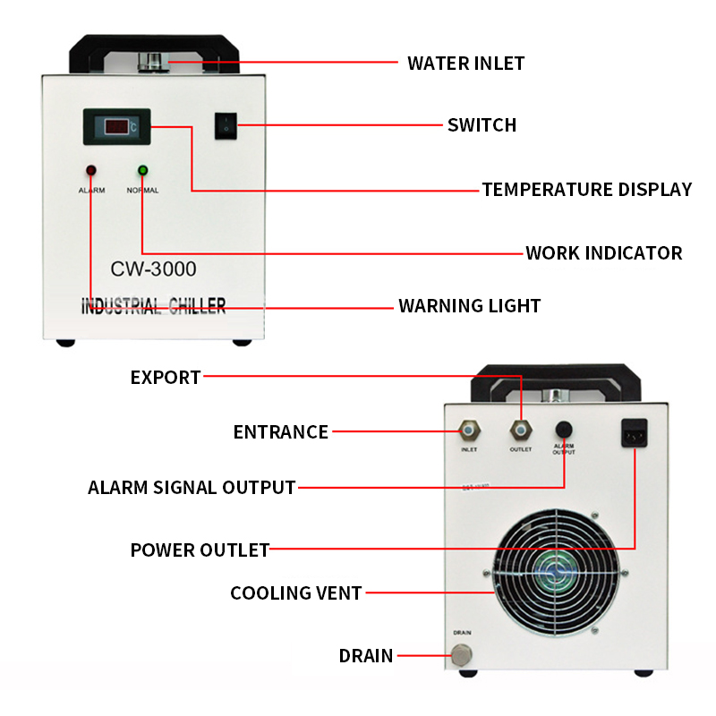 Laser Chiller Water Cooler - CW-3000AG 9L Mesin Pengukir Laser Pendingin