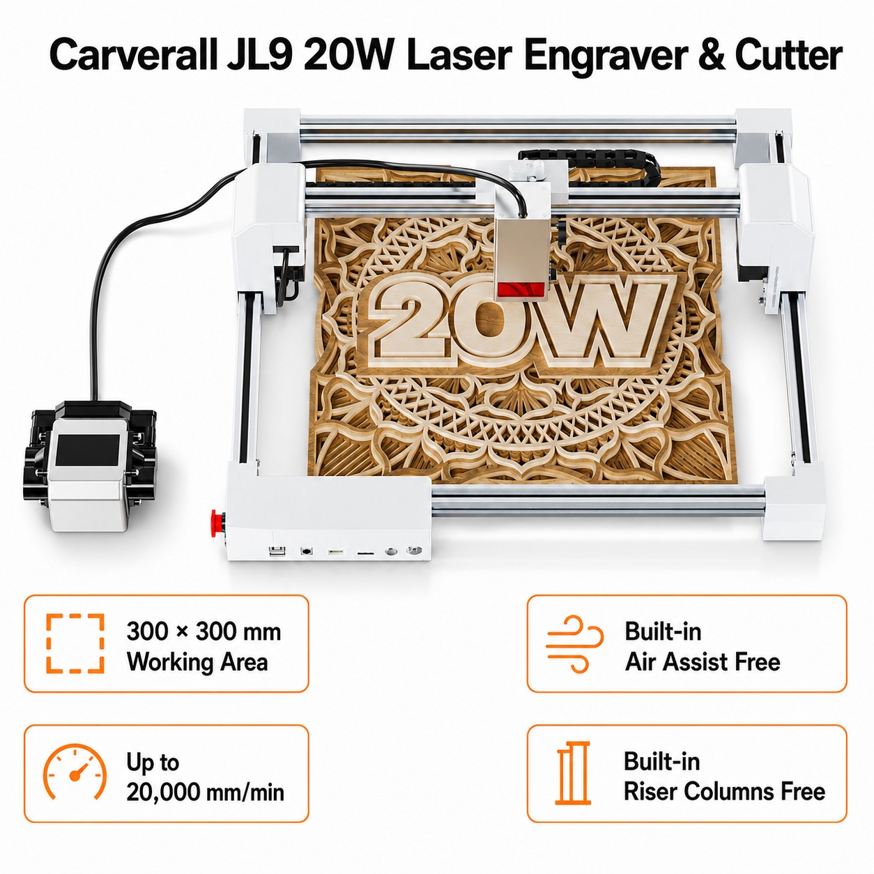 Carverall JL9 20W Mesin Penguk - Industrial Acrylic Laser Cutter ulasan dan harga